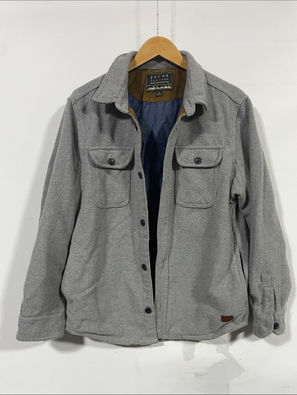 Jachs Men's Light Gray Button-Up Shirt Jacket